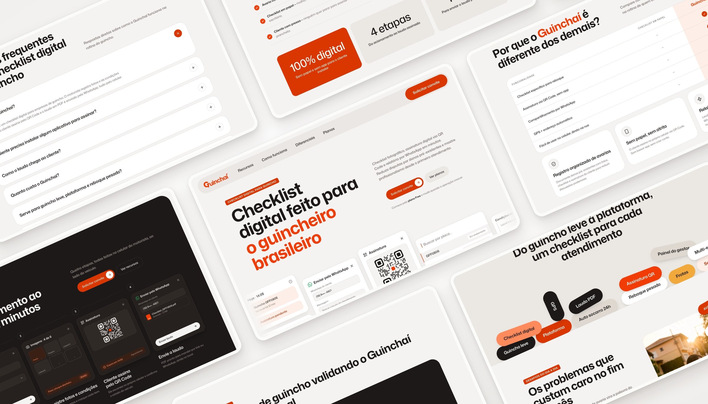 Seções da landing page do Guinchaí
